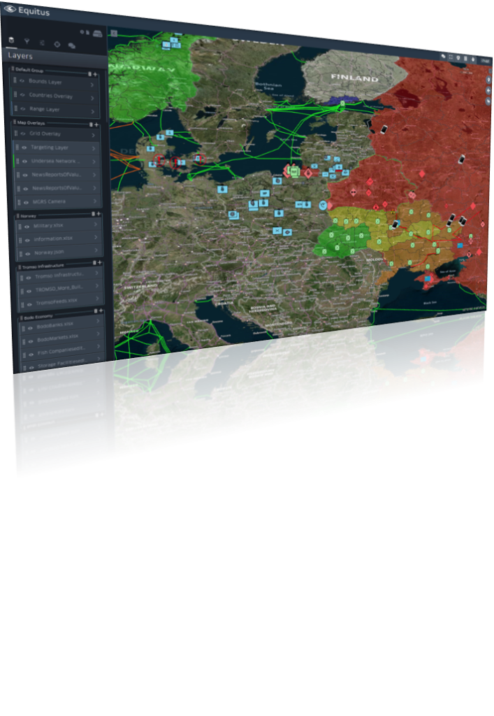 Screenshot of a software interface with geospatial map.