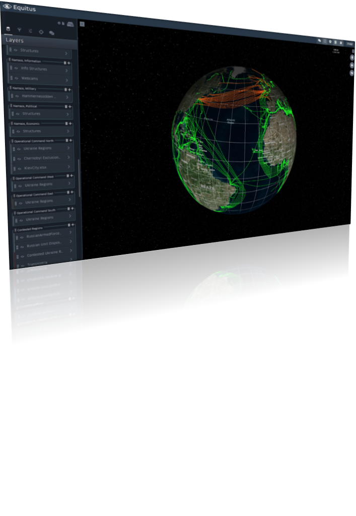 Screenshot of a software interface with geospatial map.